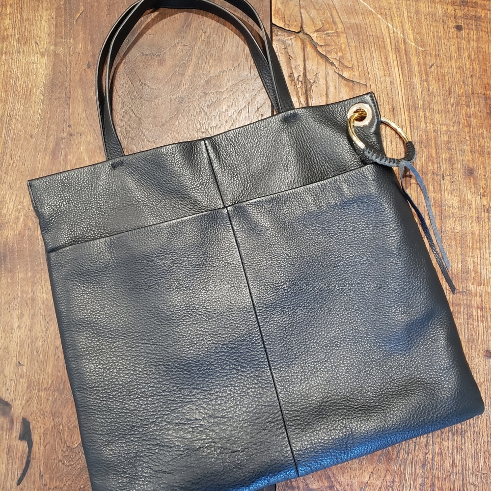 Vince Camuto Pebble Leather Tote w/ Gold Ring